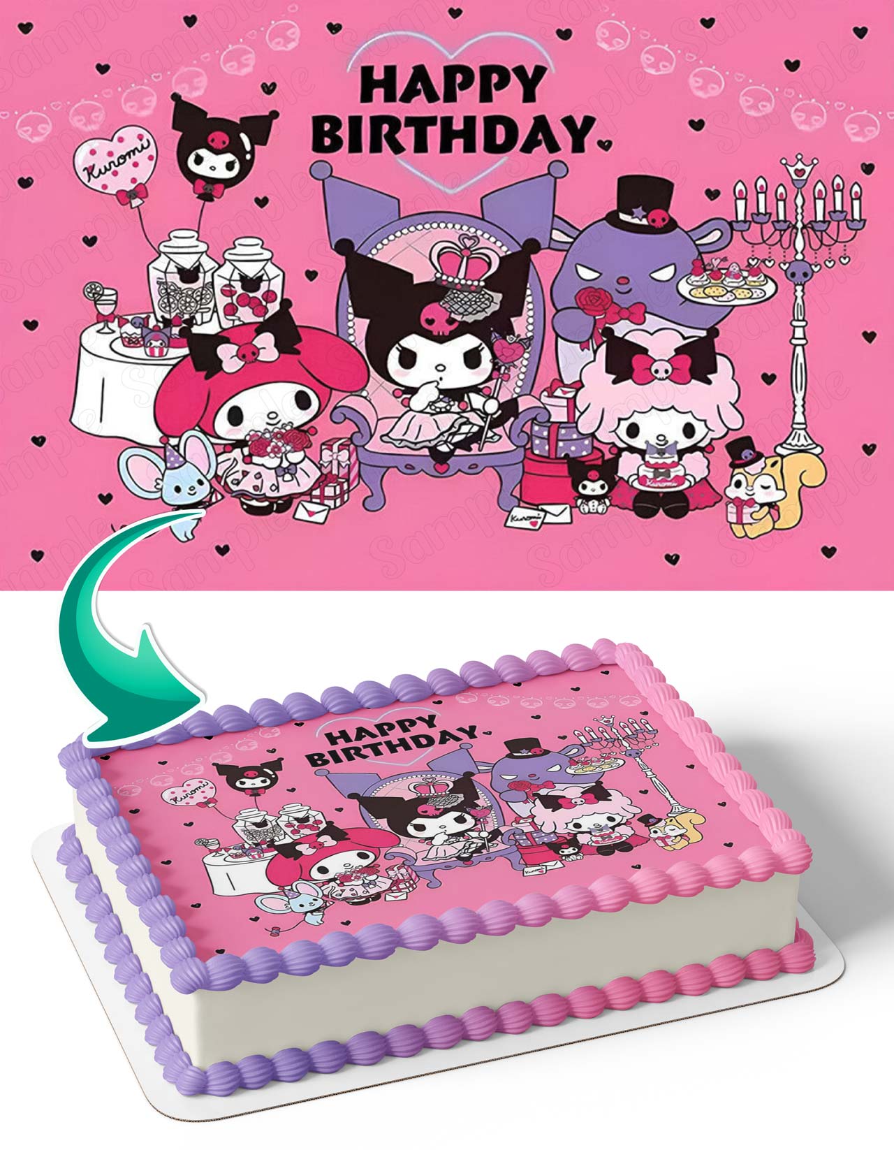 My Melody And Kuromi Edible Cake Image Topper Birthday Cake Sheet my-melody-and-kuromi-edible-cake-image-topper-birthday-cake-sheet