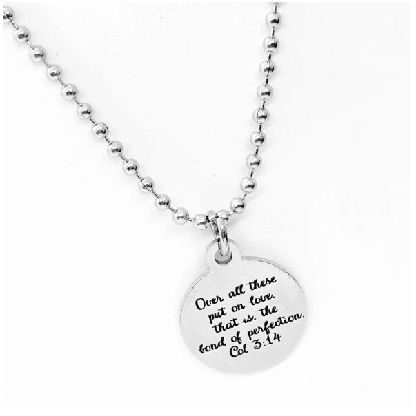 Put On Love The Bond Of Perfection Necklace, Colossians 3 14 Charm, Wedding  Jewelry, Christian Marriage, Faith Quotes, Scripture Jewelry | MakerPlace  ..., image size:1078x1080