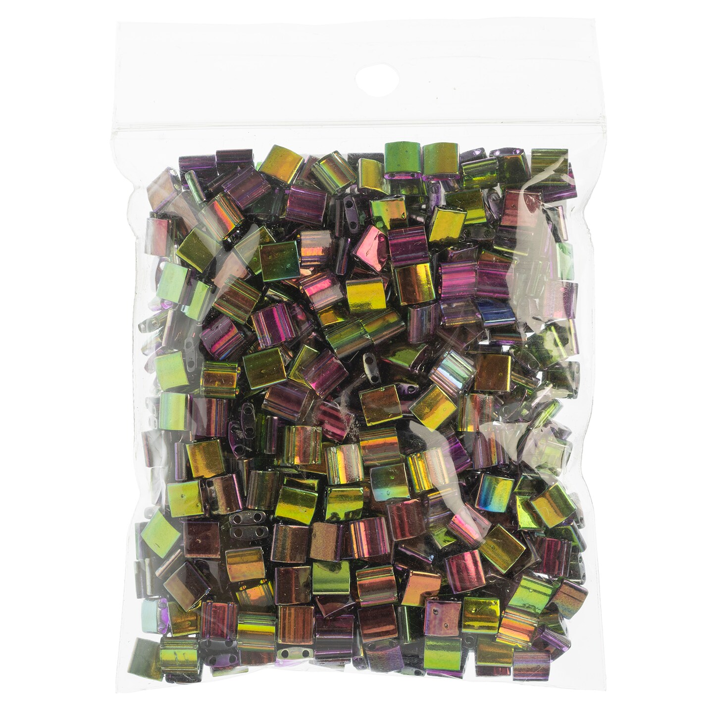 Miyuki Tila 5mm Transparent Metallic Glass Beads, 50g
