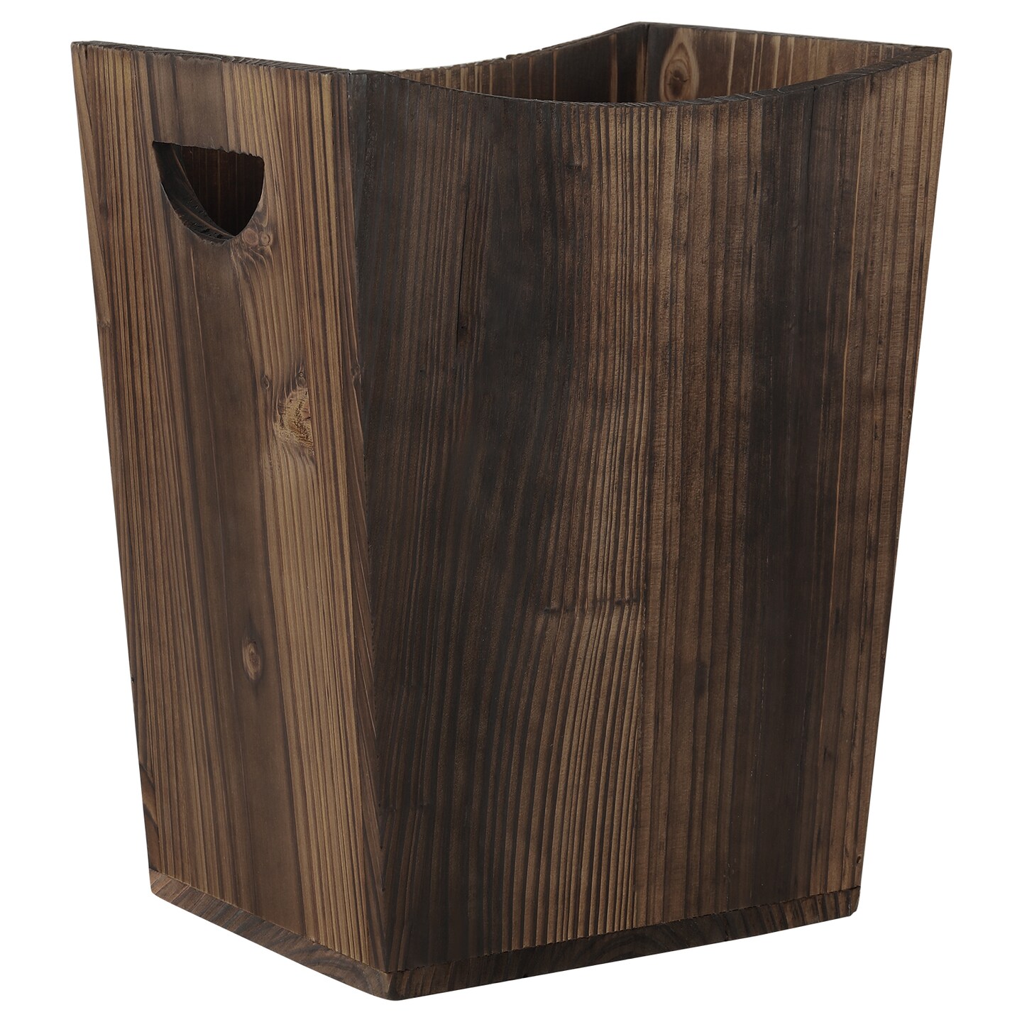 Rustic Farmhouse Style Wastebasket Bin Wood Trash Can for Living Room