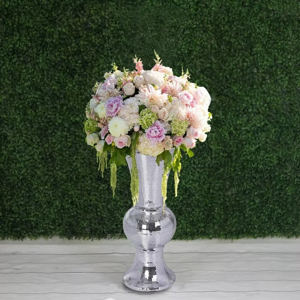 24" tall Silver Mirror Mosaic Wedding Vases Centerpieces Party Decorations