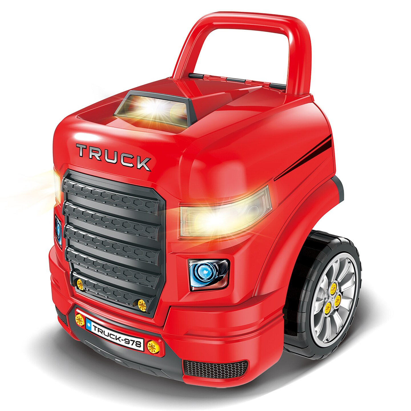 Truck Mechanic Engine Workshop (Red) - Cool Take Apart and Rebuild Engine with Remote Control Car Key, Battery-Powered with Lights &#x26; Realistic Sound Effects, Pretend Play - Great Gift for Kids 3 Years+