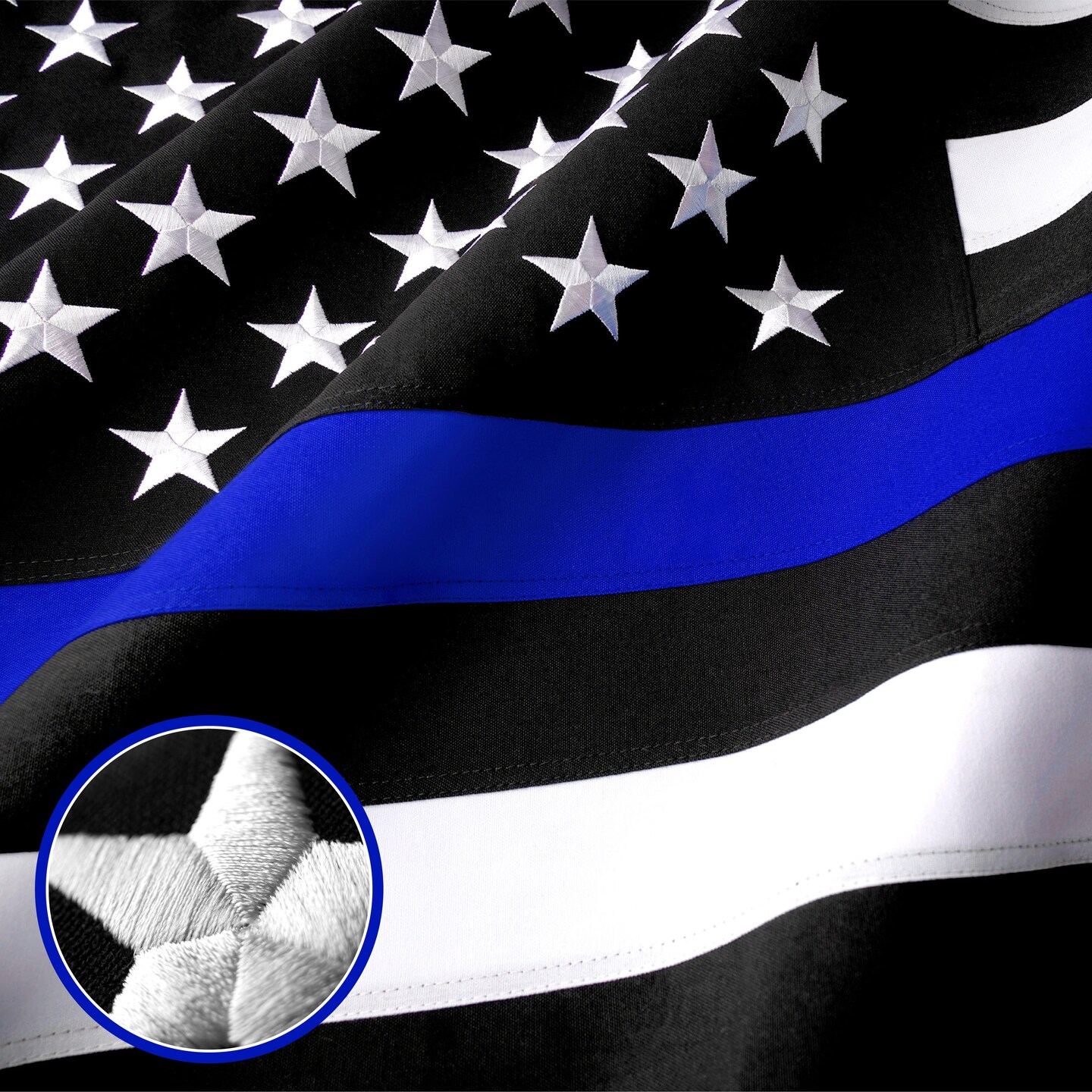 Thin Blue Line 220GSM Embroidered Spun Polyester 2x3 Ft