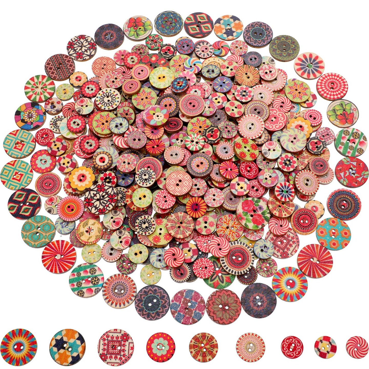 WILLBOND 500 Pieces Flower Wood Buttons 2 Holes Round Buttons Vintage Sewing Buttons for Sewing DIY Craft Decorations