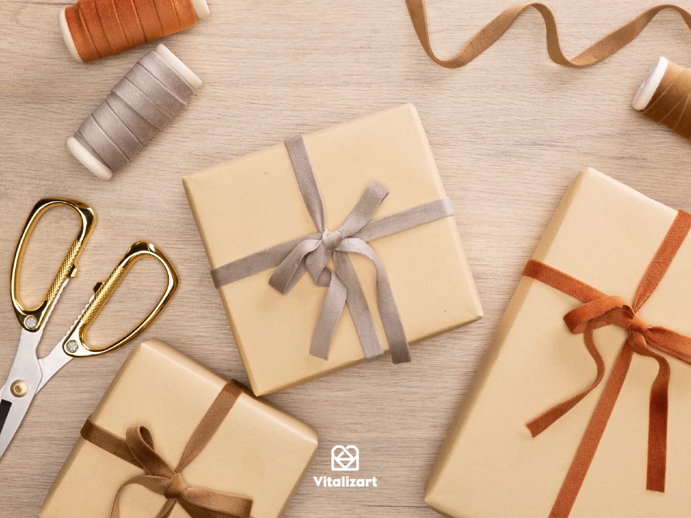 Vitalizart Fall Velvet Ribbon Set 3/8&#x22; x 15 Yd Wooden Spool Fabric Trim 3 Rolls * 5 Yd for Christmas Wreath Decoration Handmade Craft Ornaments Gift Wrapping &#x26; Bow Making