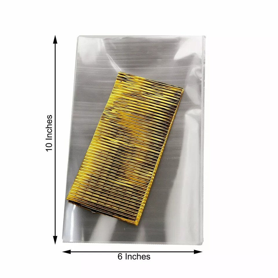 100 Clear 6&#x22;x10&#x22; Cellophane Treat Bags Twist Ties Wedding Party Events Favors