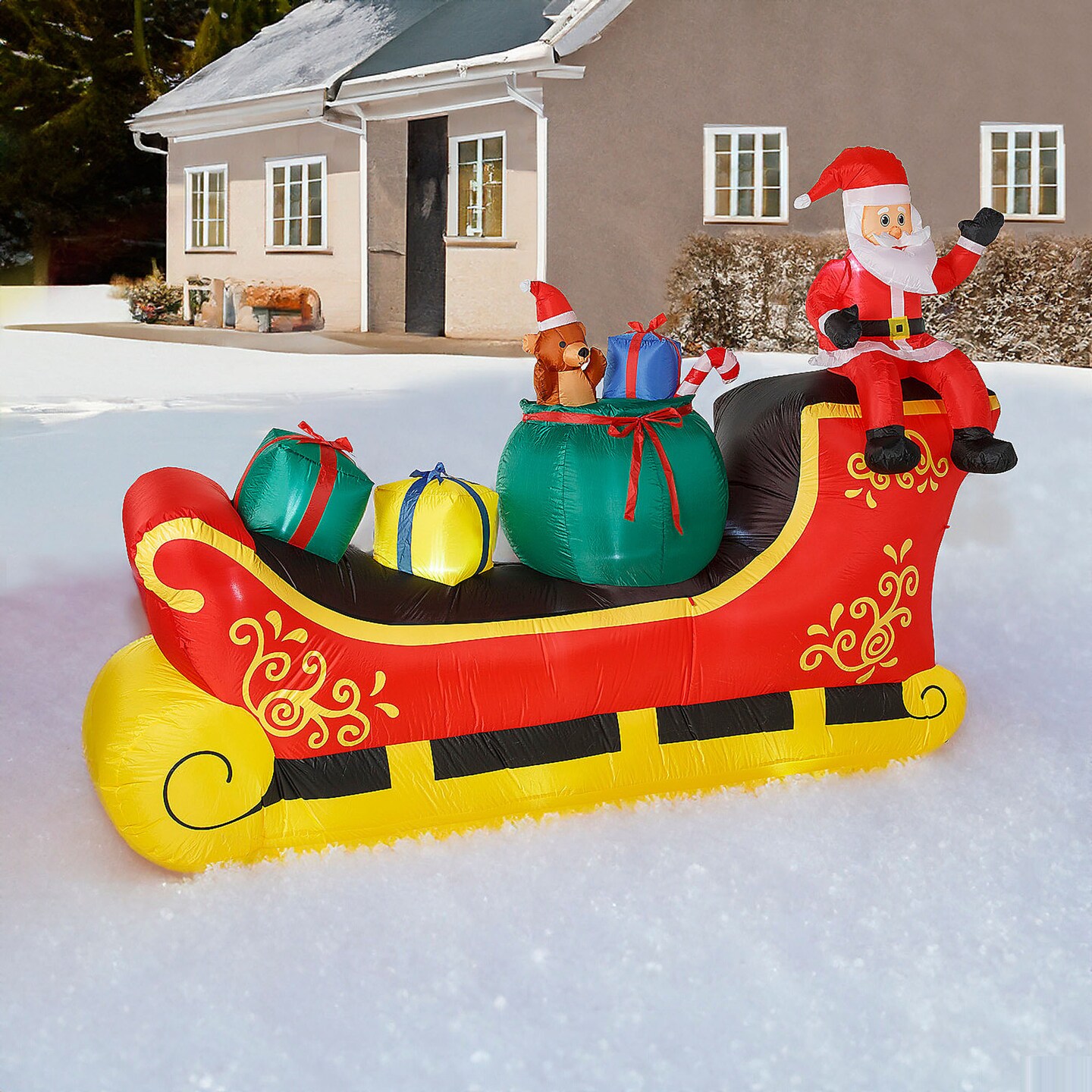 Blow Up Inflatable Santa Sleigh Outdoor Yard Decoration 10 FT