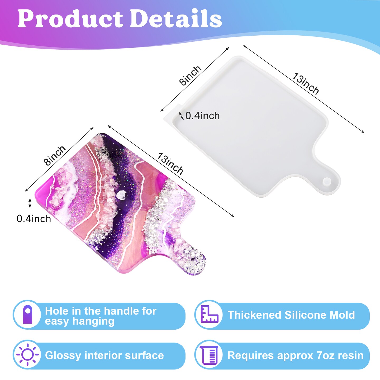 LET&#x27;S RESIN Silicone Resin Tray Molds, Epoxy Resin Molds for Rectangle Cutting Board, Large Silicone Molds for Resin Serving Tray, Resin Casting, Resin Art