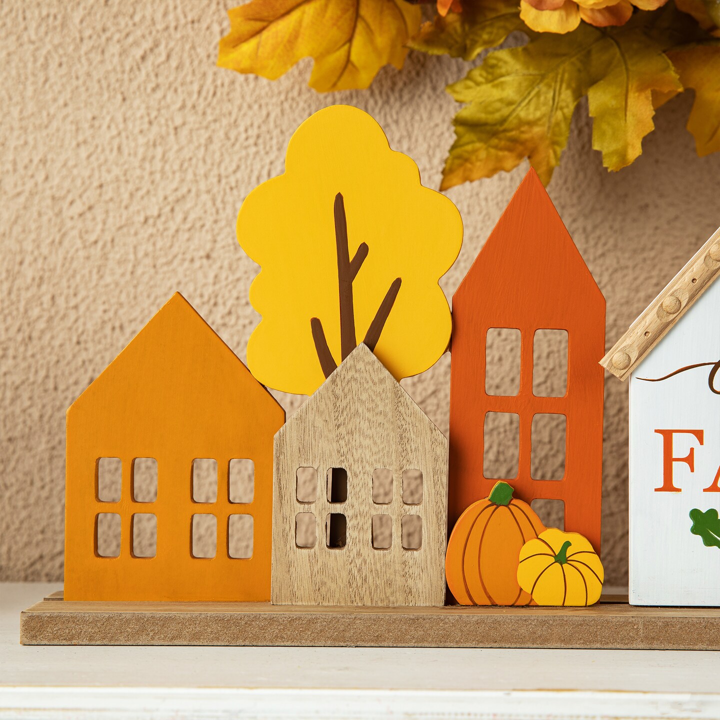 20&#x22;L Fall Wooden House Table D&#xE9;cor