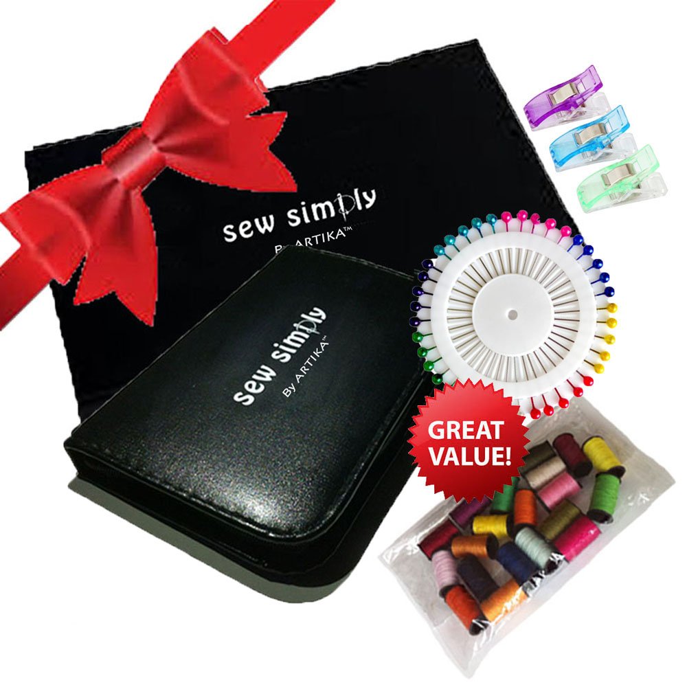 ARTIKA Sewing Kit for Adults and Kids - Small Beginner Set w/Multicolor Thread, Needles, Scissors, Thimble &#x26; Clips - Emergency Repair and Travel Kits - Sewing Accessories and Supplies