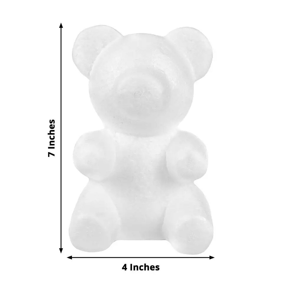 2 White 7&#x22; tall 3D Bear Craft Foam DIY Arts Party Decoration Event Supplies