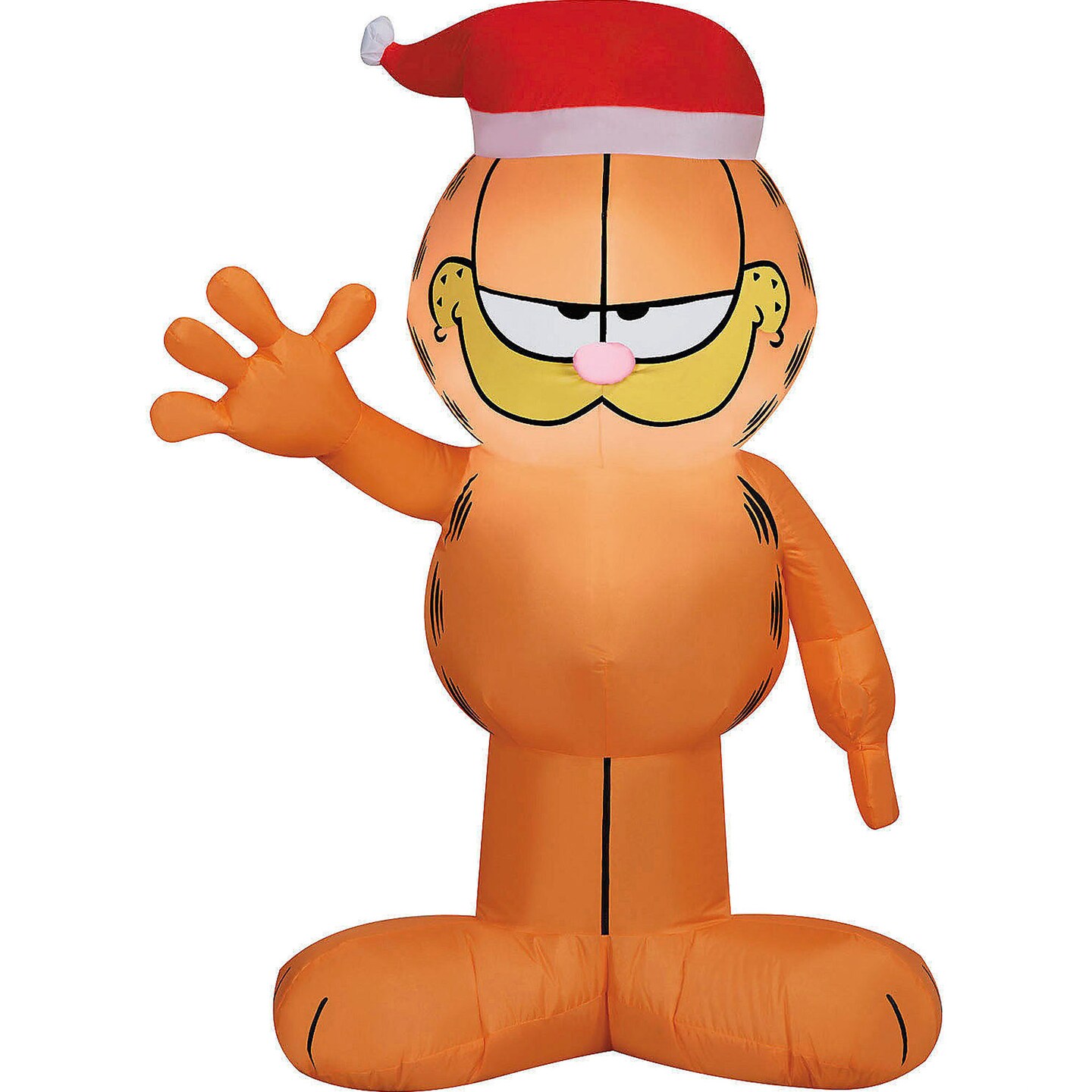 42&#x22; Inflatable Garfield with Santa Hat &#x26; Lights Outdoor Decor