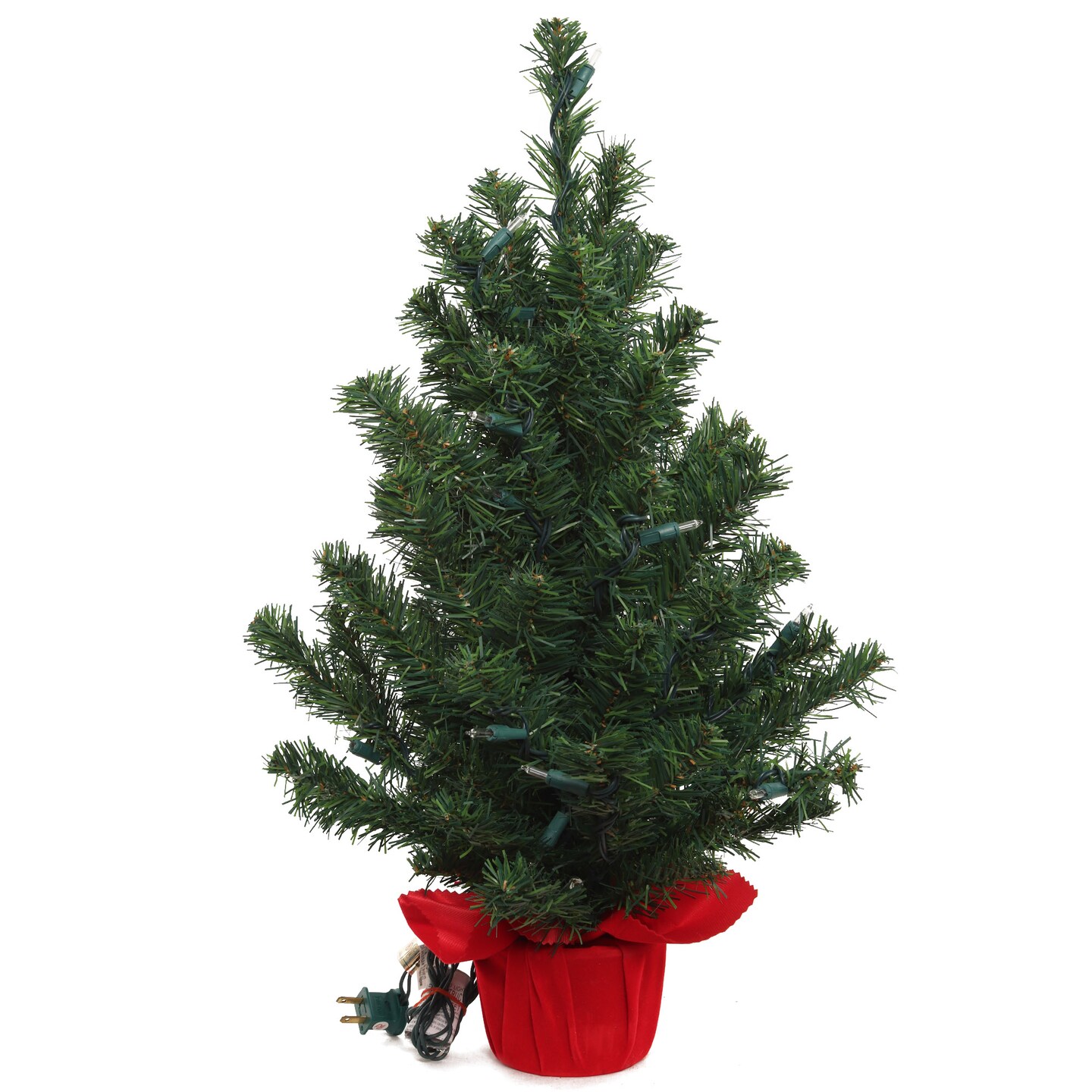 2&#x27; Small Christmas Tree with Red Cloth Base | Perfect for Kids Bedroom | Indoor/Outdoor Use | Holiday &#x26; Christmas D&#xE9;cor | Tabletop Accent | Home &#x26; Office Decoration