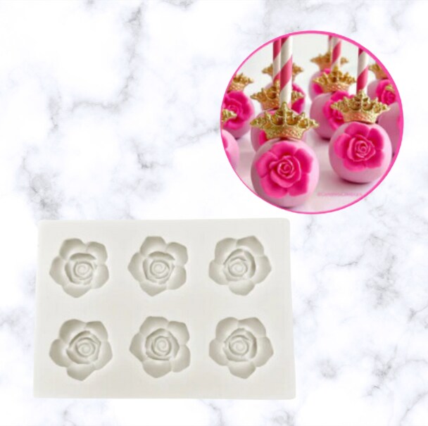 6 ct Cavity Rose Silicone Mold 1 Inch