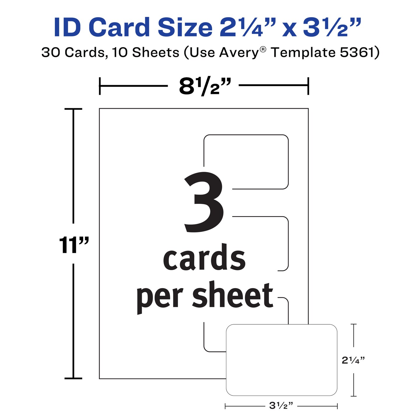 Avery Customizable Self-Laminating ID Cards, 2.25" x 3.5", White Printable Inserts, 30 Laminated ID Cards (5361)