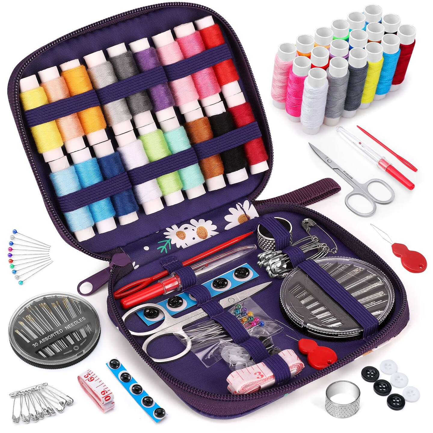 Coquimbo Sewing Kit Gifts for Grandma, Mom, Friend, Adults Beginner Kids Traveler, Portable Sewing Supplies Accessories with Case Contains Thread, Needle, Scissors, Measure Tape, Thimble etc
