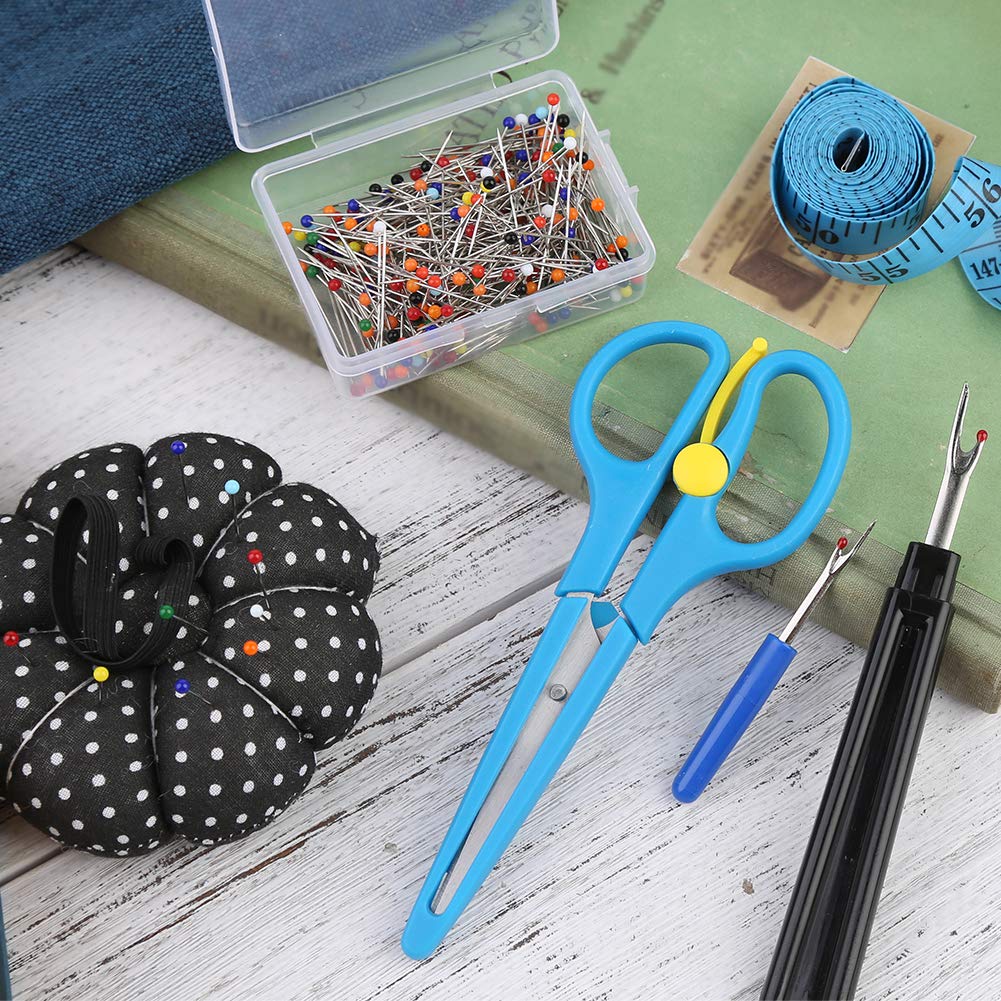 300 Pieces Multicolor Sewing Pins - 32mm Straight Quilting Pins Including Sewing Seam Ripper Scissors Pin Cushion and Soft Tape Measure for Dressmaking Jewelry Decoration