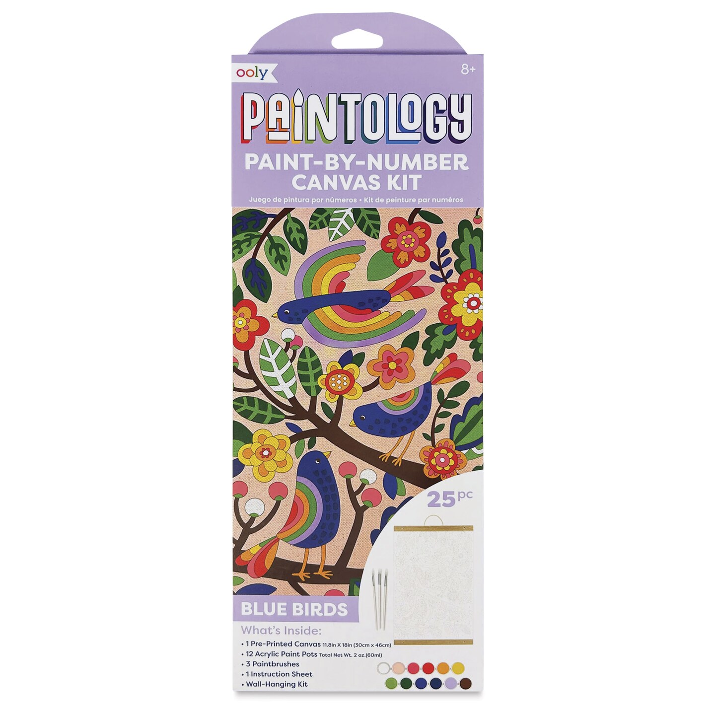 Ooly Paintology Paint-By-Number Canvas Kit - Blue Birds