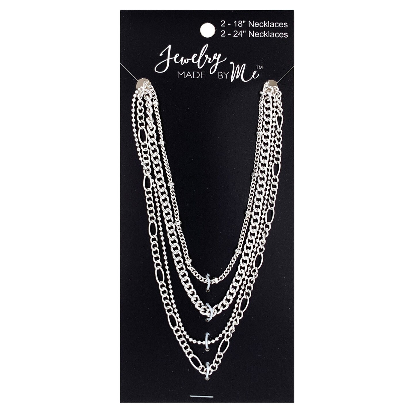 Silver Chain Necklaces, Assorted 4pc by Jewelry Made By Me&#xAE;