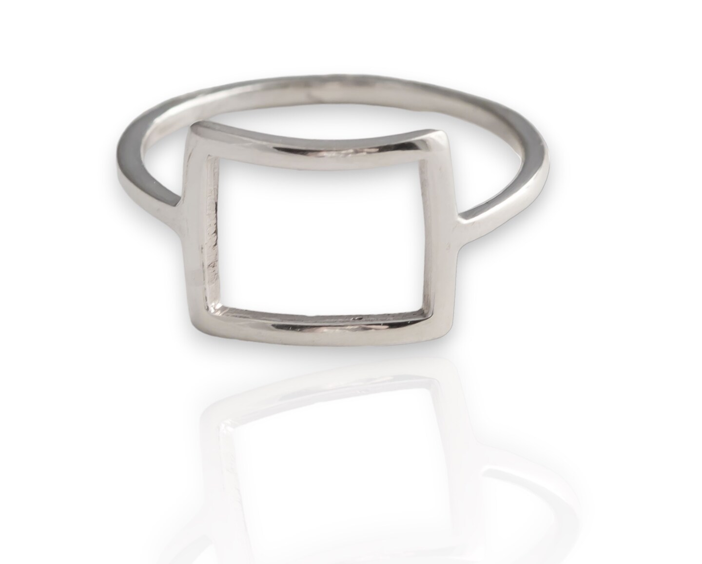 Sterling Silver Ring, Open Square Design, Women's Fashion Jewelry