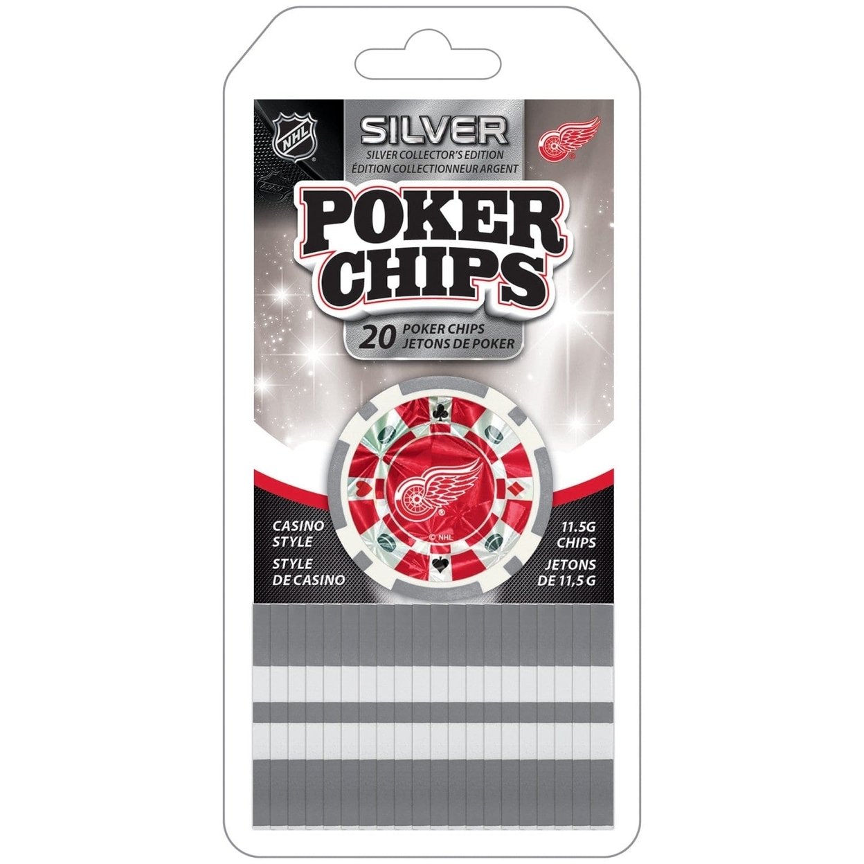 Detroit Red Wings Poker Chips Set 20 Casino Style Metallic Collector Edition