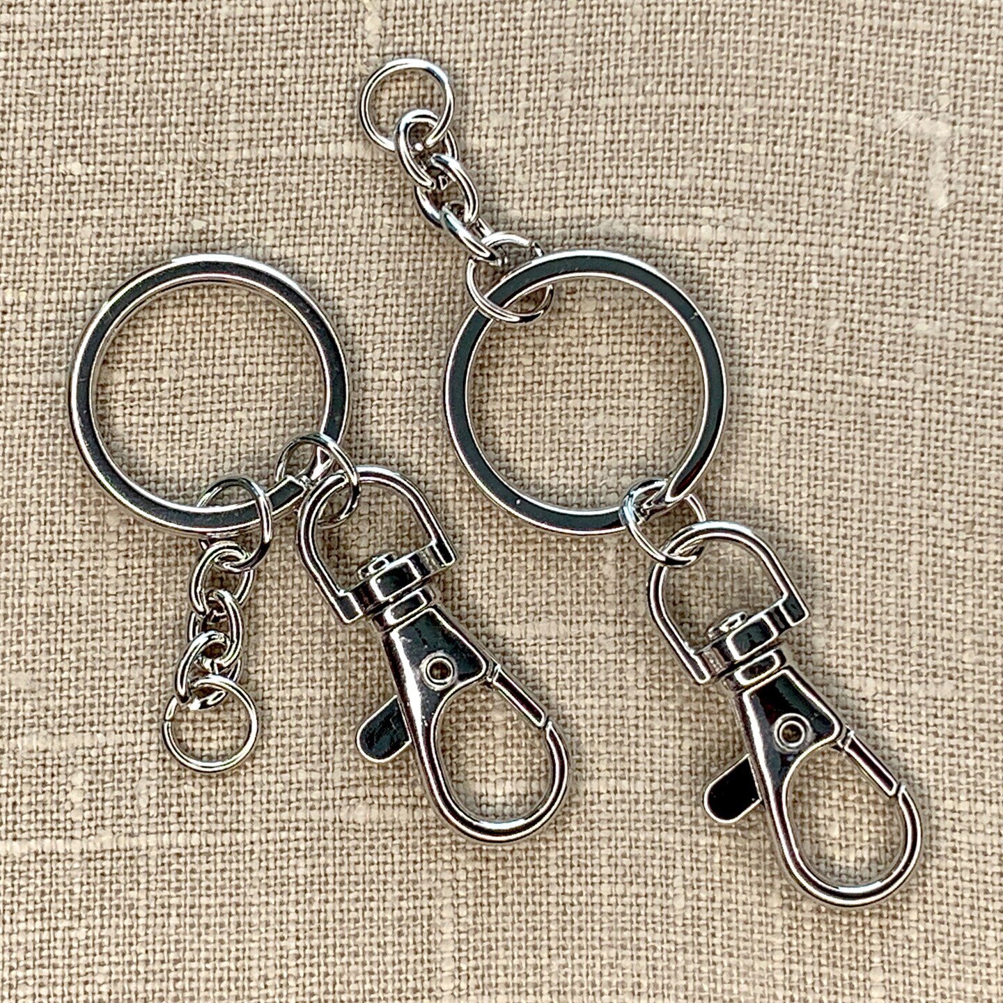 Silver Classic Key Rings with Lobster Hook 2pc