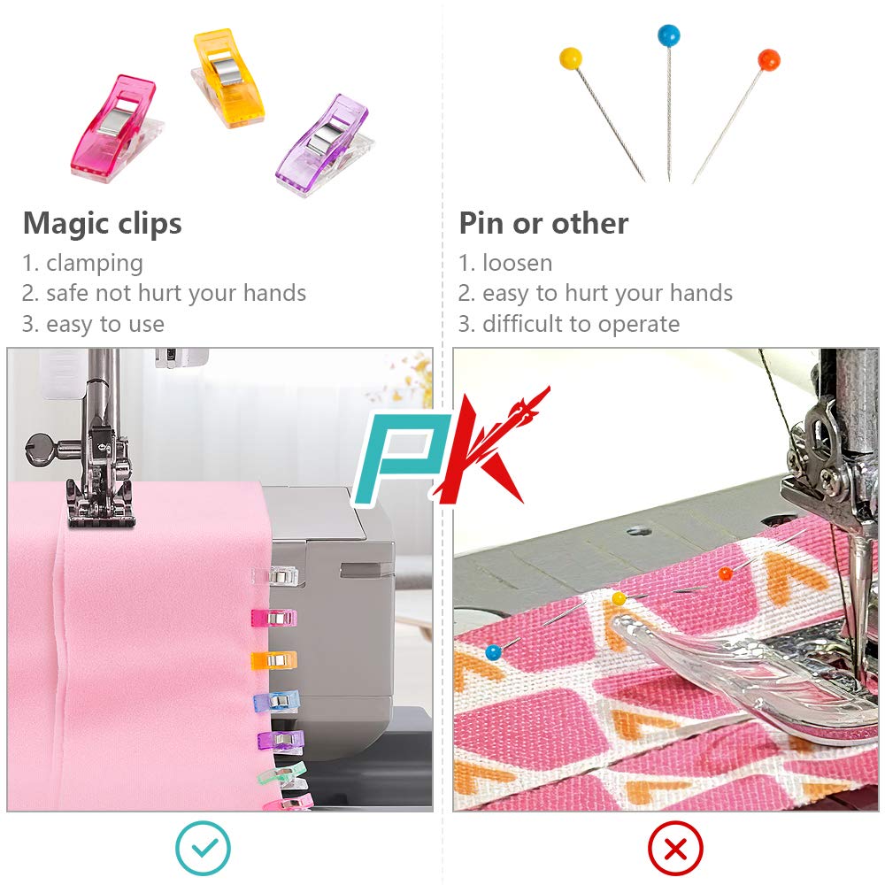 Sewing Clips 100 Pcs Quilting Clips 80 Small +20 Large Fabric Clips Assorted Colors &#x26; Sizes, Multipurpose Plastic Clips Craft Clips Sewing Supplies Quilting Accessories Crafting Tools