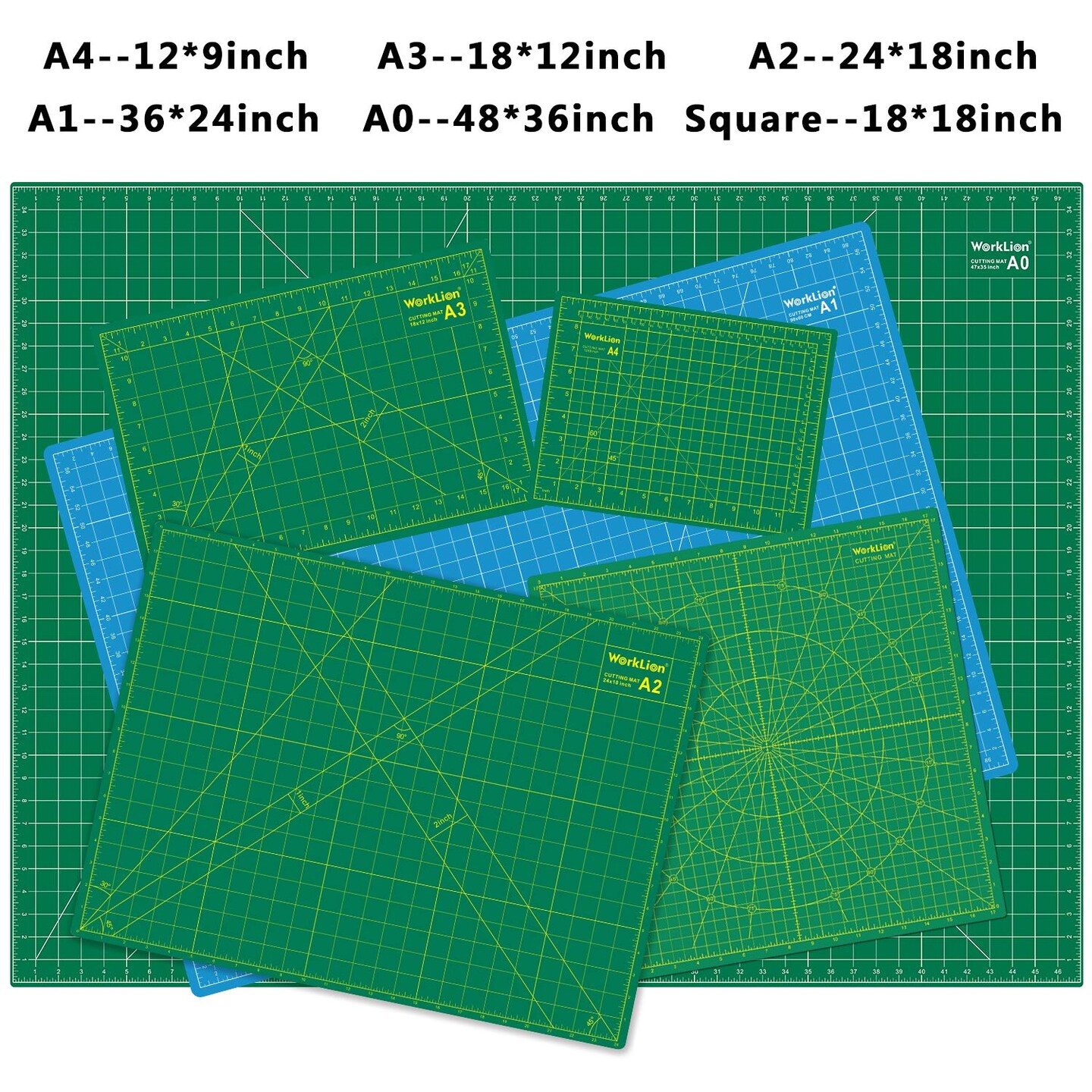 WORKLION 12&#x22; x 18&#x22; Art Self Healing PVC Cutting Mat, Double Sided, Gridded Rotary Cutting Board for Craft, Fabric, Quilting, Sewing, Scrapbooking Project&#x2026;&#x2026;