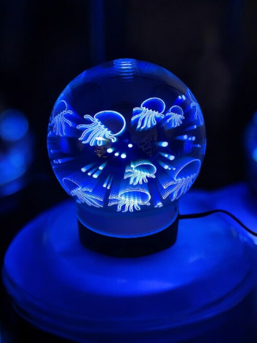 Sphere Diffusers For Essential Oils, 3D Glass Art -Jellyfish- Oil Diffuser with Alternating Colors, Bedroom Decor, Gift for Her