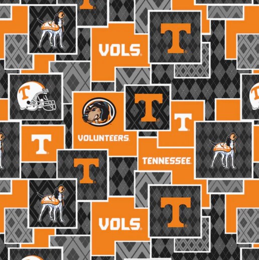 Licensed NCAA University of Tennessee Argyle Boxes Cotton Fabric by the Yard