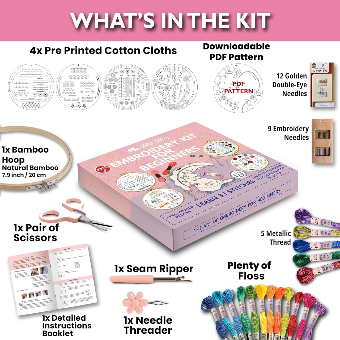 Embroidery Kit for Beginners(White)