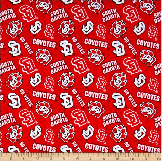 Licensed NCAA University of South Dakota Tone on Tone SD-1178 Cotton Fabric by the Yard