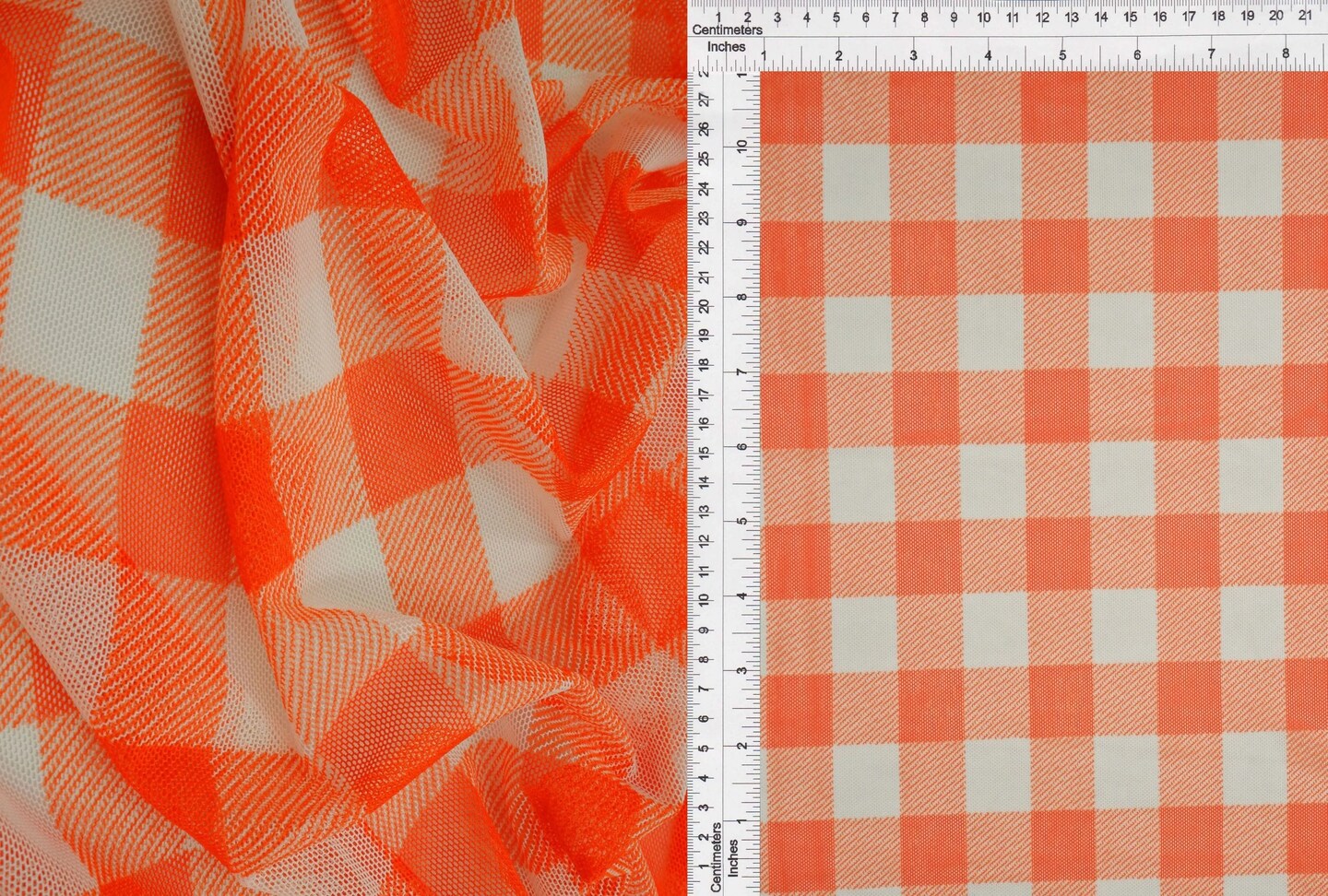 1 Yard 90% Polyester and 10% Spandex Mesh Fabric, Checkered Plaid Gingham Print Lightweight 54" Width