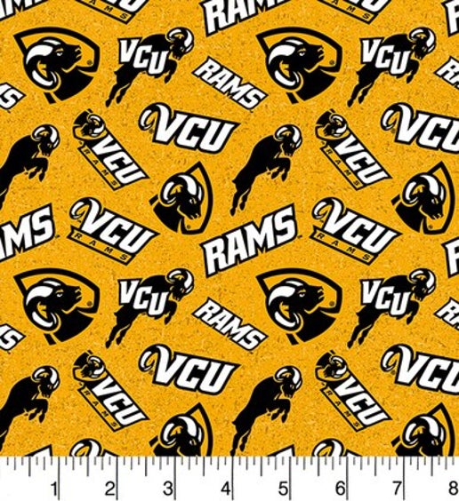 Licensed NCAA Virginia Commonwealth University Tone on Tone VCU-1178 Cotton Fabric by the Yard