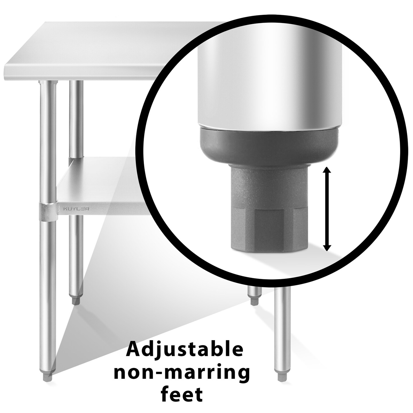 KUTLER Stainless Steel Table, NSF Heavy Duty Commercial Kitchen Prep and Work Table with Undershelf for Restaurant, Hotel, Home