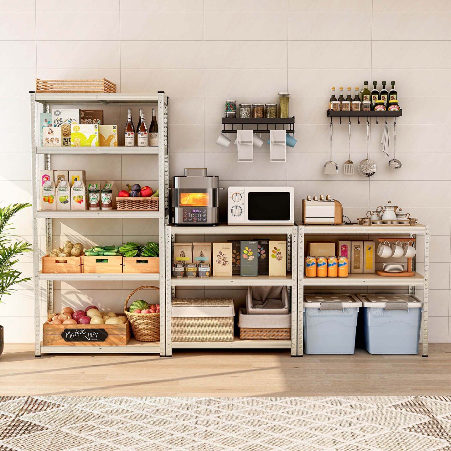 Costway 2 PCS 5 Tier Adjustable Garage Shelving Unit with 2000 lbs Max Load for Warehouse Black/Grey/Blue/Silver