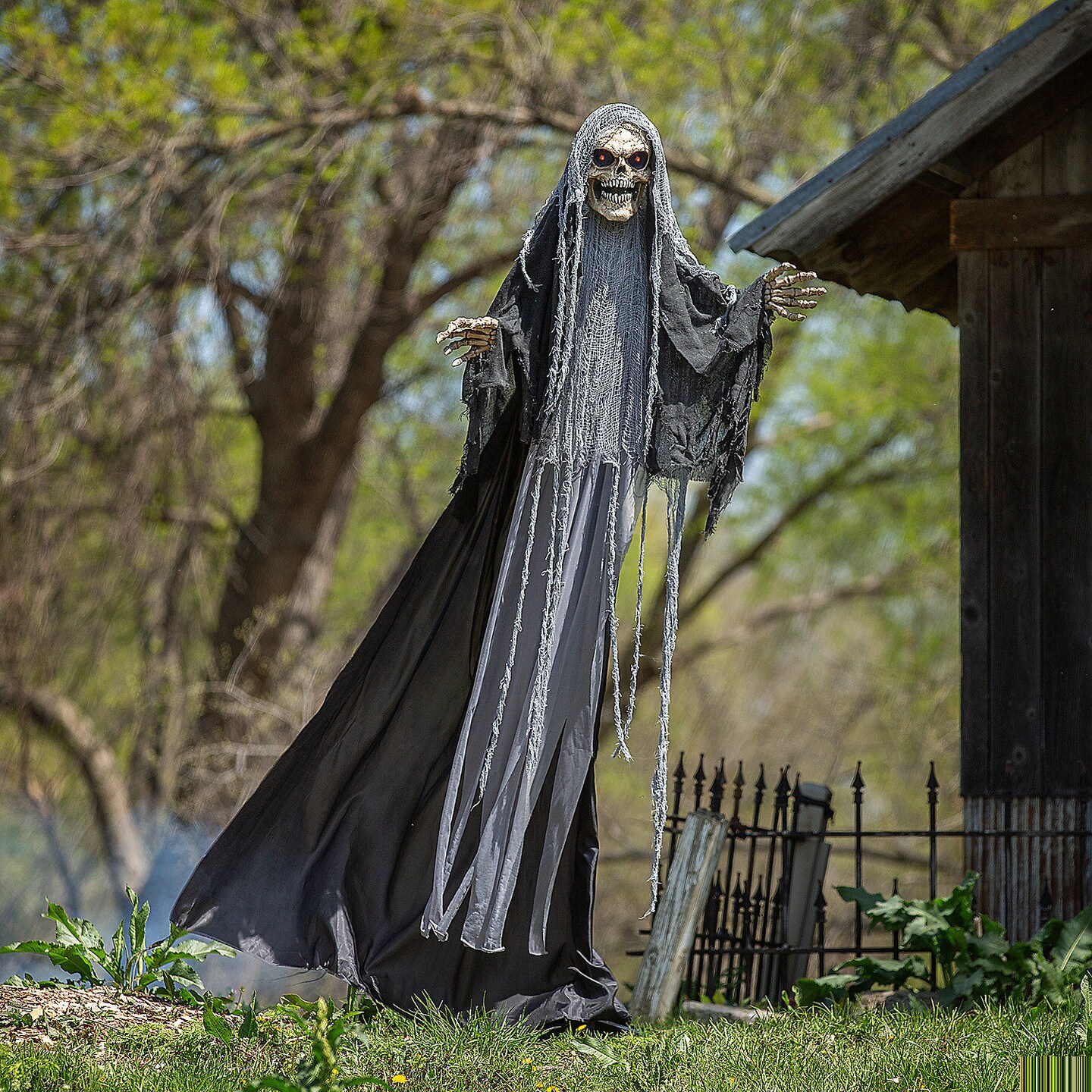 Standing Black &#x26; Gray Skeleton Reaper 6 Ft