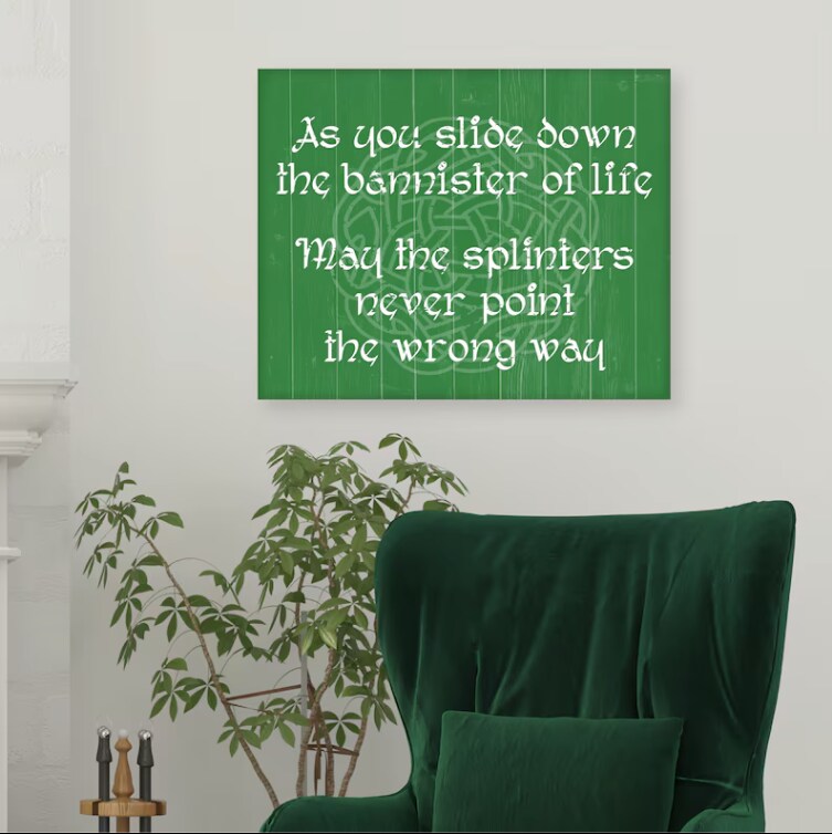 Funny Irish Blessing — St Patrick's Day Decor, Celtic Signs, Irish Toasts, FAUX Wood Texture on Canvas; Framed, Unframed, Rope Board options - image13