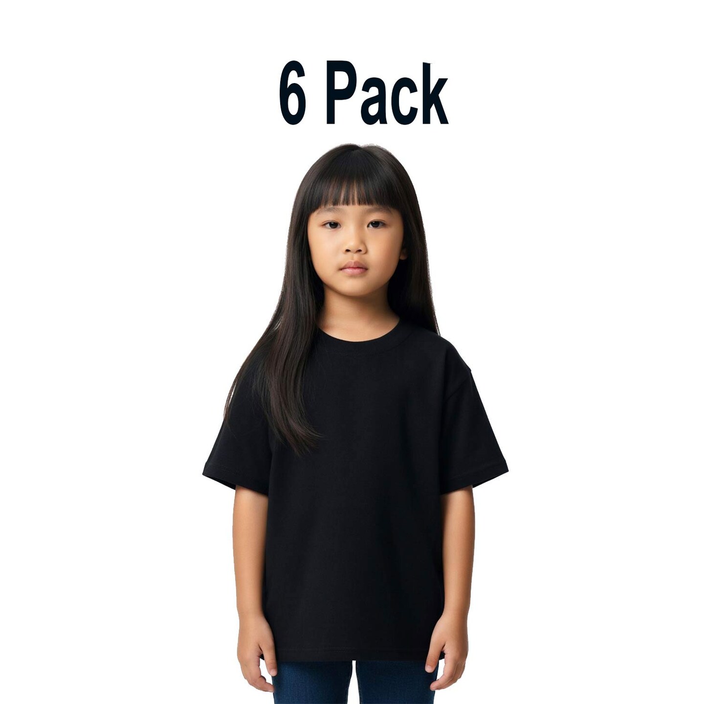 6 Pack Gildan Softstyle Youth Midweight Short Sleeve Crew-Neck T-Shirt for School, Sports & Everyday Wear Kids Tee