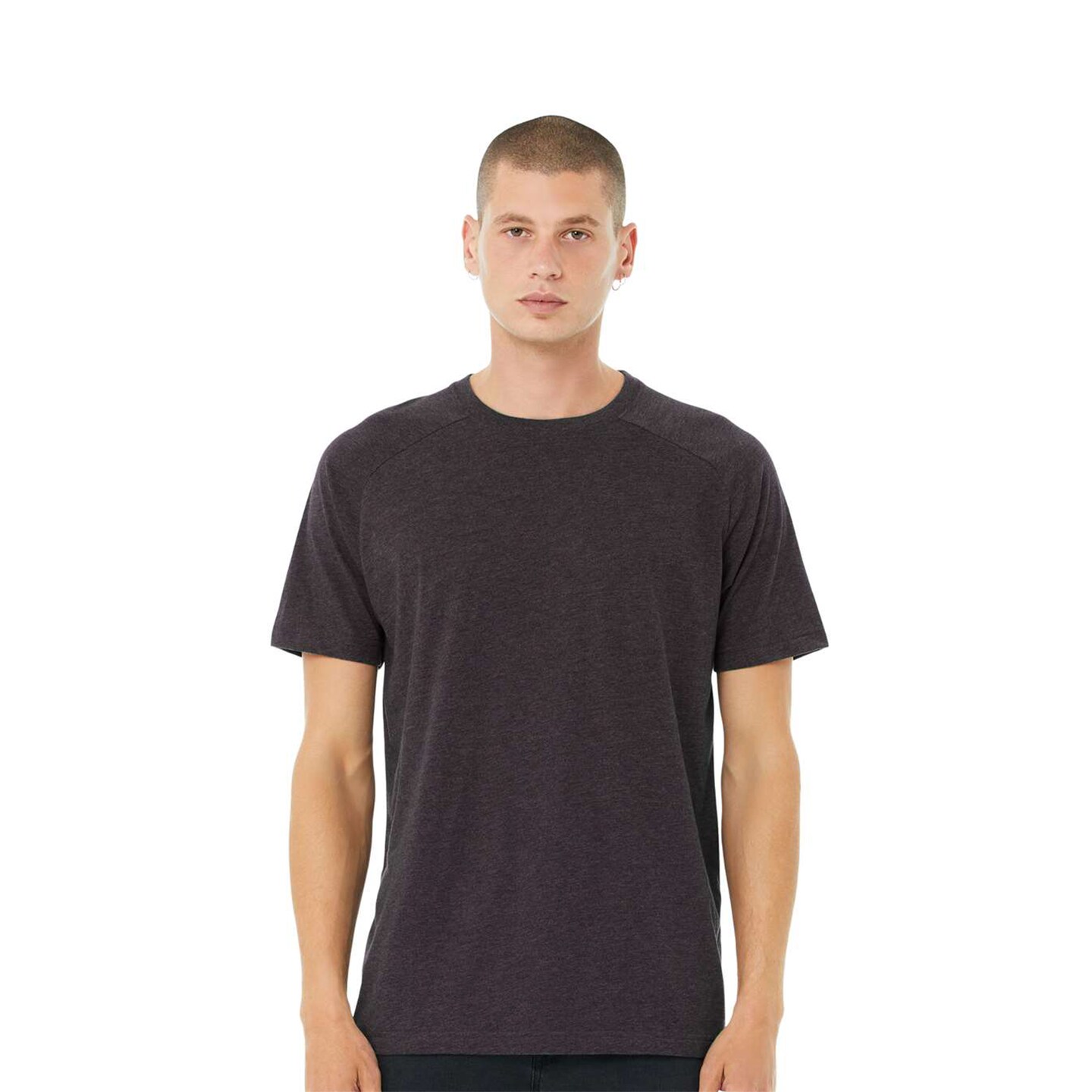 BELLA + CANVAS Men's Heather CVC Raglan Short Sleeve Crewneck T-Shirt for Custom Printing & Everyday Blank Tee