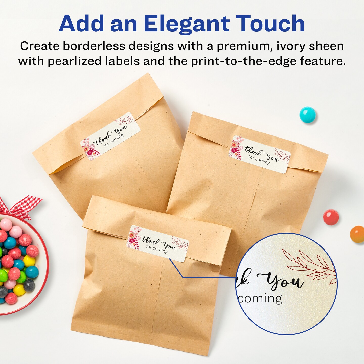 Avery Pearlized Ivory Rectangle Labels with Sure Feed Technology, Print-to-the-Edge, 1-13/16" x 2-3/16"