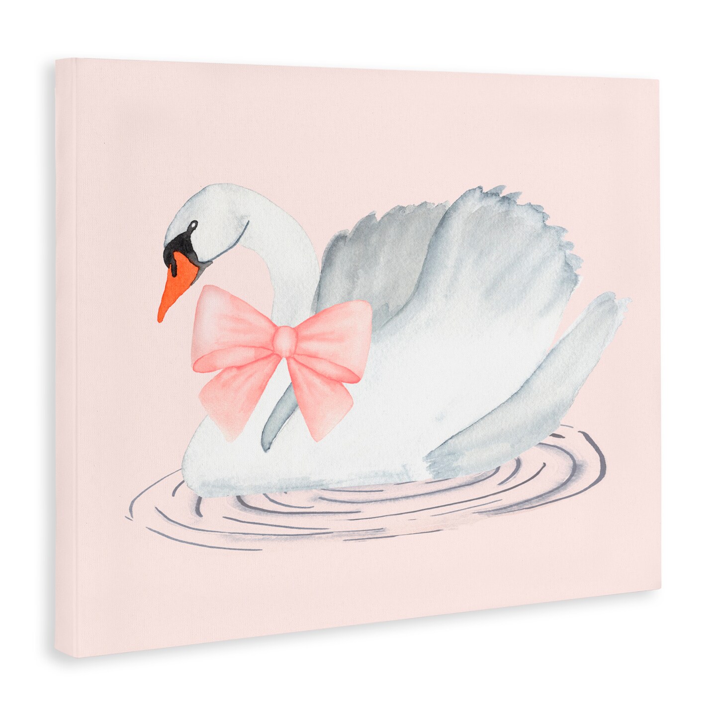 Stupell Industries White Swan with Pink Ribbon Canvas Wall Art, design by Nina Jacobs