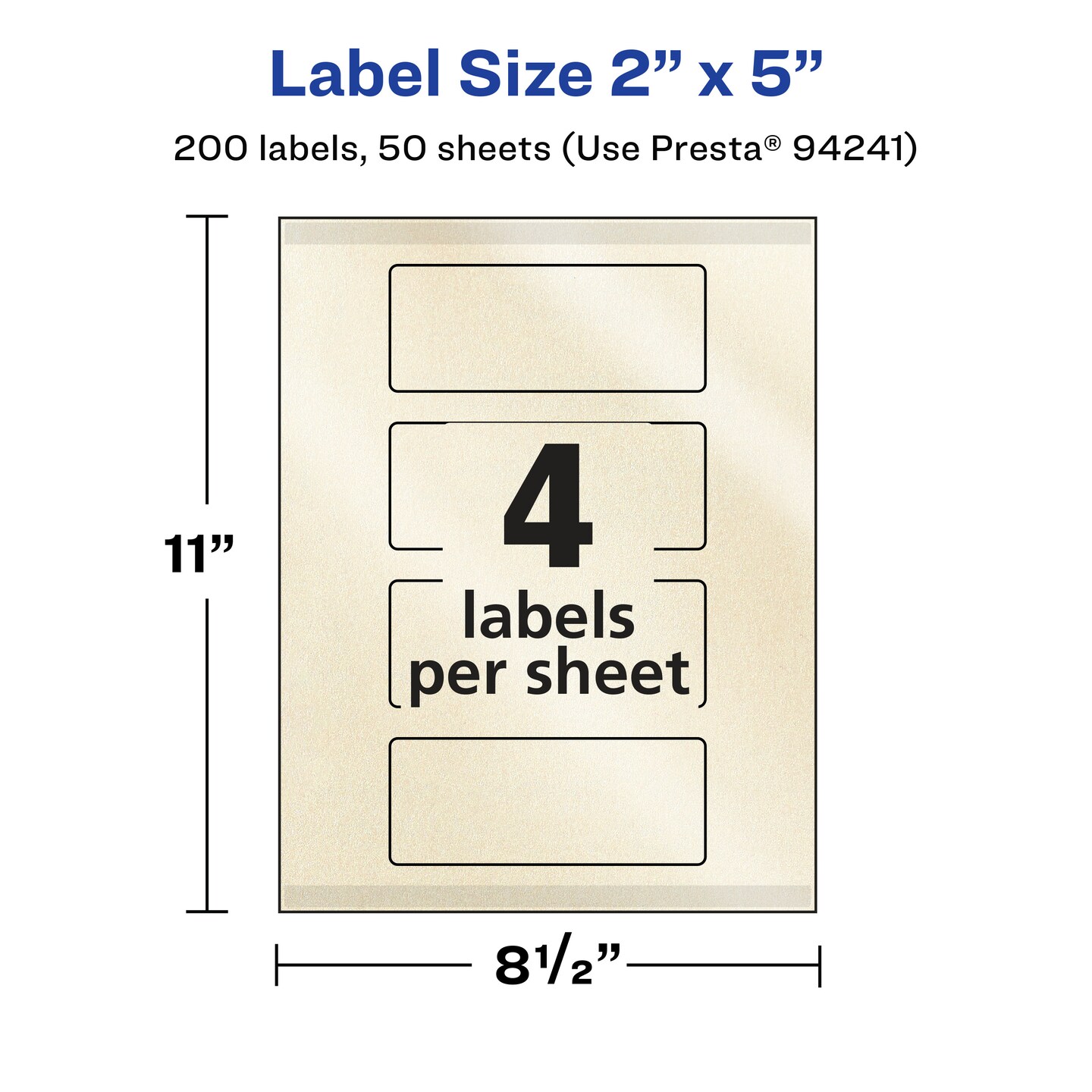 Avery Pearlized Ivory Rectangle Labels with Sure Feed Technology, Print-to-the-Edge, 2" x 5"