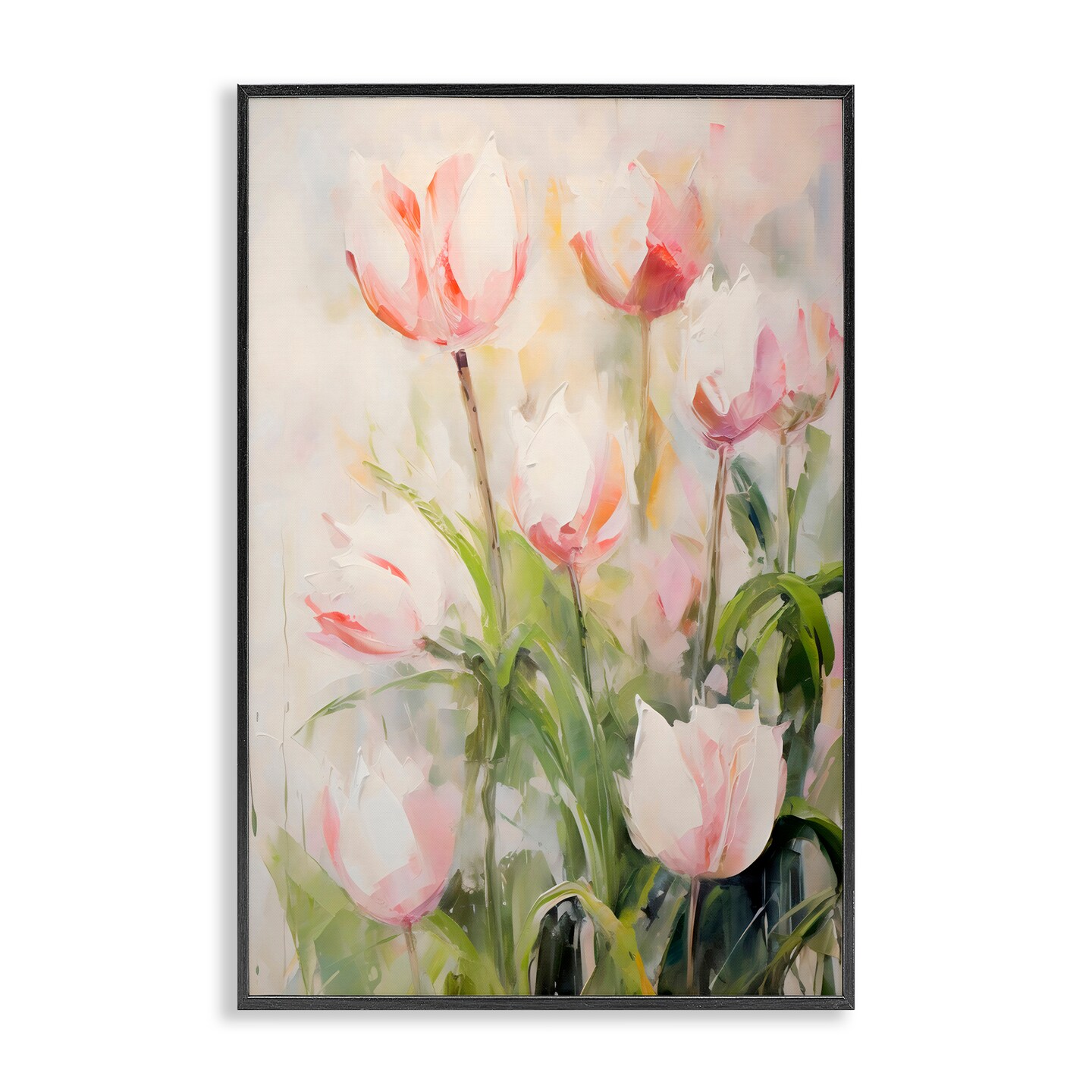 Stupell Industries Pale Pink Tulips Abstraction Black Framed Giclee Art, design by Creative Studio