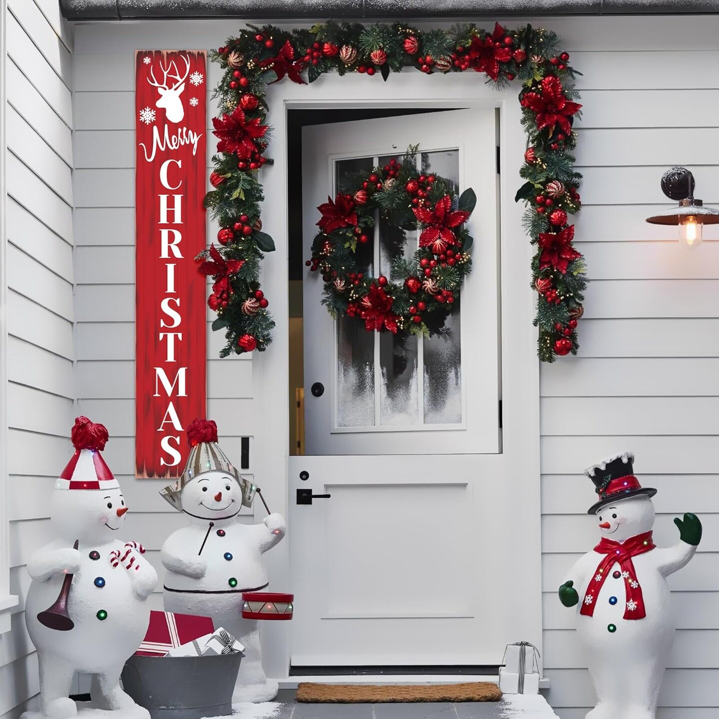 Merry Christmas Welcome Sign Decoration - 47.2&#x22;H (Christmas Elk)