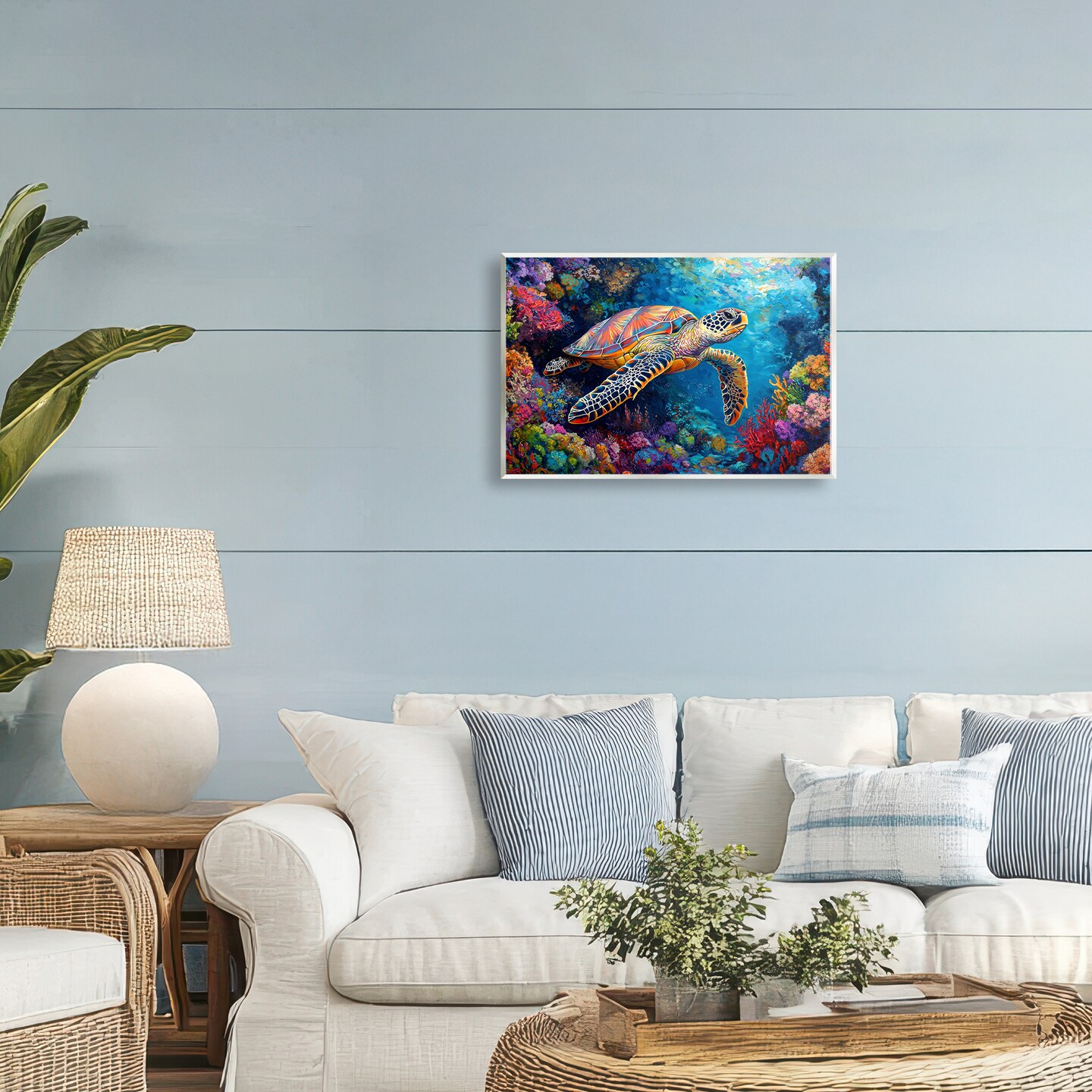 Stupell Industries Colorful Coral Reef &#x26; Turtle Wall Plaque Art, design by LSR Design Studio