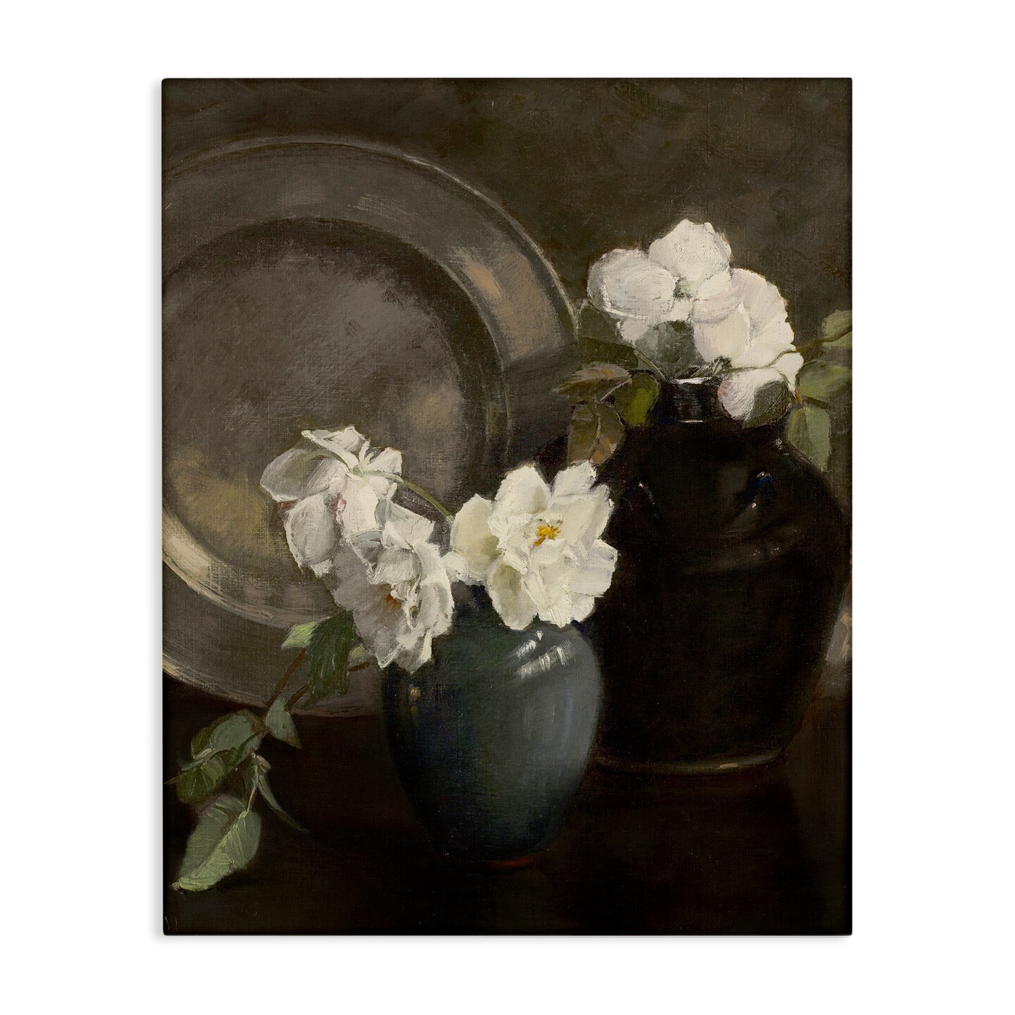 Stupell Industries Peony Still Life with Plate Canvas Wall Art, design by Leah Straatsma