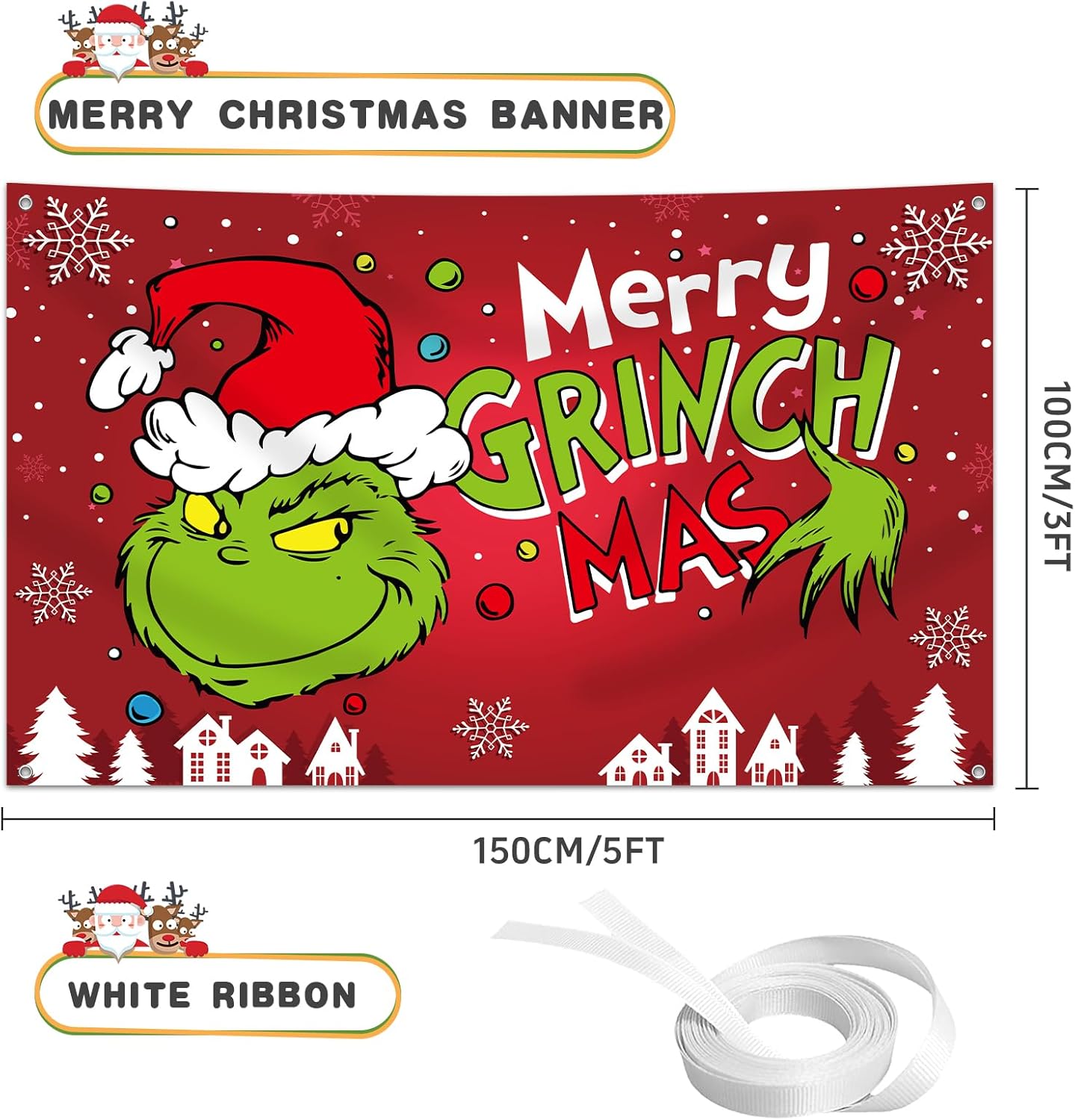 Merry Christmas Banner Backdrop Decoration- 5x3FT (Christmas)
