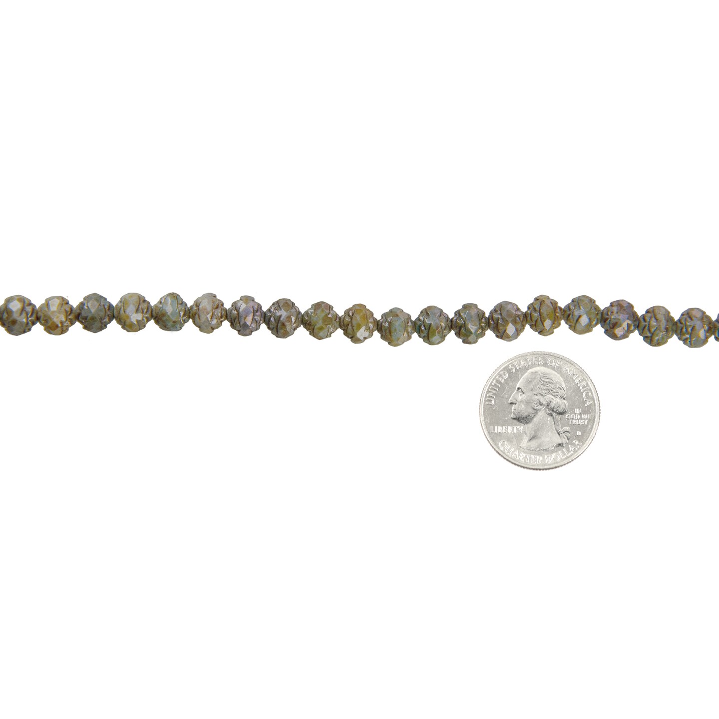 Rosebud Luster Opaque Green Beads 8x7mmm, apx 24 Beads - GB-RB1