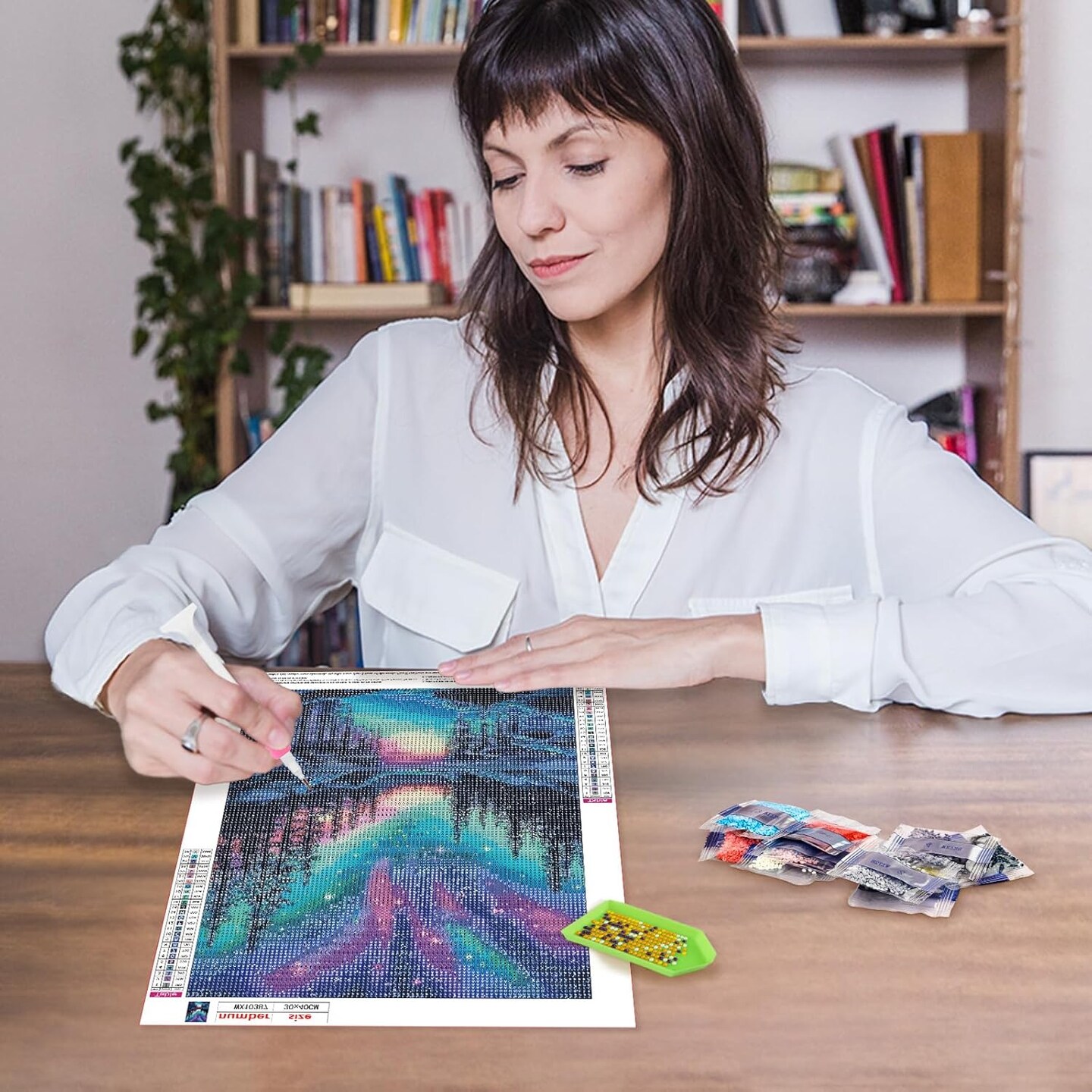 Diamond Paintings of Colorful Northern Lights, Diamond Art Kits for Adults, 5D Celestial Aurora Borealis Diamond Art Kits, Diamond Art